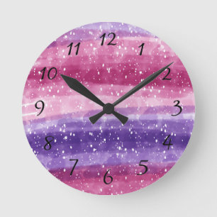 Paars en roze   ronde klok