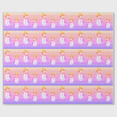 Paars en roze Snowman Cadeaupapier (Vlak)