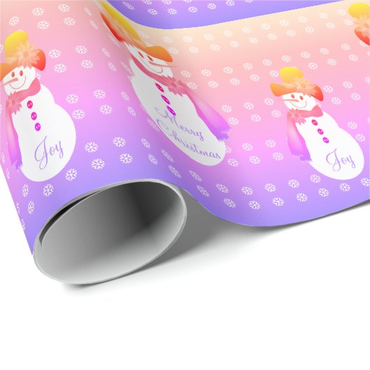 Paars en roze Snowman Cadeaupapier (Rol Hoek)