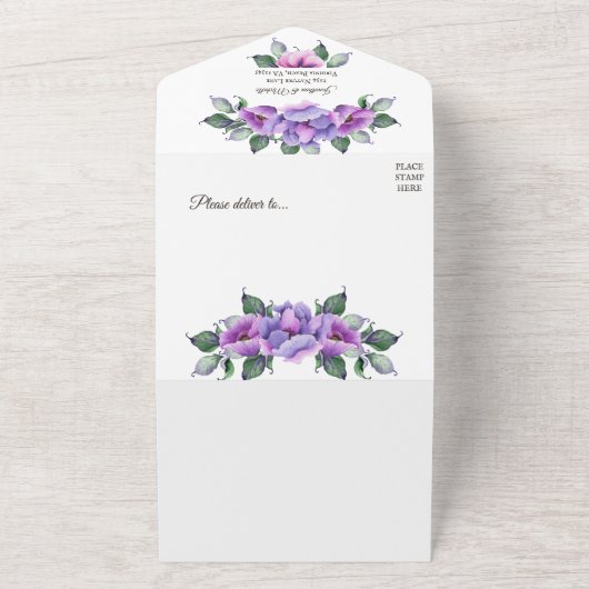 Paars en roze Ventilator All In One Uitnodiging (Buitenkant)