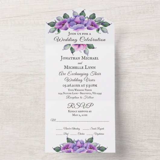 Paars en roze Ventilator All In One Uitnodiging (Binnen)