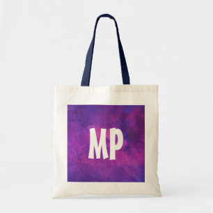 Paars en roze Waterverf Monogram Initiaal Tote Bag