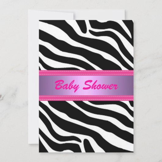 Paars en roze, Zebra, meisje-Baby shower Kaart (Achterkant)