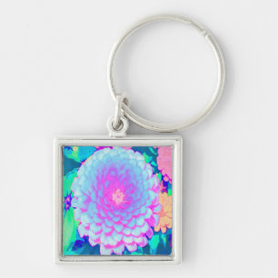 Paars en Roze Zinnia in de zomertuin Sleutelhanger