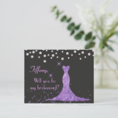 Paars en Silver... ben je mijn bruidsmeisje? Kaart (Staand voorkant)