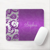 Paars en Silver Damask Mousepad Muismat (Met muis)