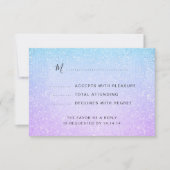 Paars en Turquoise Bat Mitzvah Faux Glitter RSVP (Voorkant)