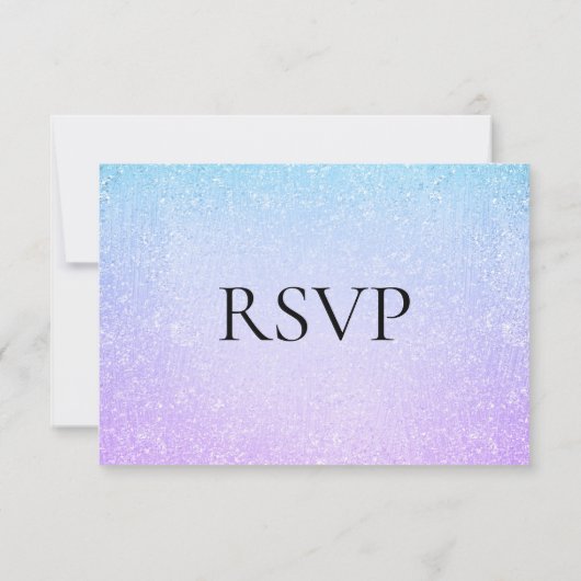 Paars en Turquoise Bat Mitzvah Faux Glitter RSVP (Achterkant)