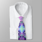 Paars en Turquoise Hippy Fractal Pattern Stropdas (Gebonden)