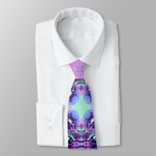 Paars en Turquoise Hippy Fractal Pattern Stropdas (Gebonden)