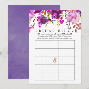 Paars en Violet Waterverf Vrijgezellenfeest Bingo Kaart