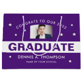 Paars en wit Afstuderen Foto aangepast Groot Cadeauzakje (Voorkant)