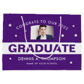 Paars en wit Afstuderen Foto aangepast Groot Cadeauzakje (Achterkant)