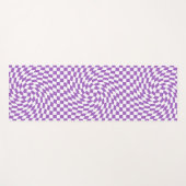 Paars en wit Checkerboard Patroon Yogamat (Voorkant (horizontaal))