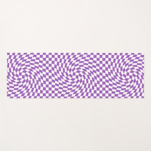 Paars en wit Checkerboard Patroon Yogamat (Voorkant (horizontaal))