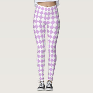 Paars en wit dambordpatroon leggings