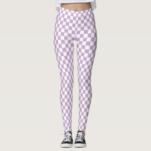 Paars en wit gebarsten patroon leggings (Voorkant)