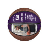 Paars en wit gepersonaliseerd Mini Basketball Basketbal (Voorkant)