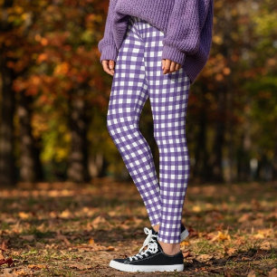 Paars en wit geruit geruit dambordruit leggings