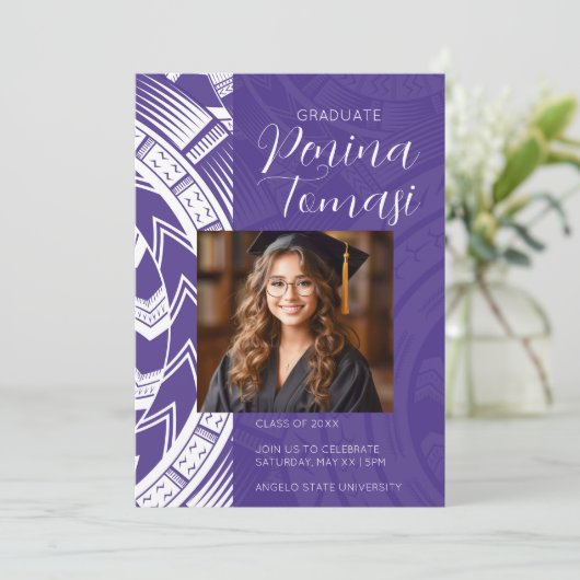 Paars en wit kaart (Staand voorkant)