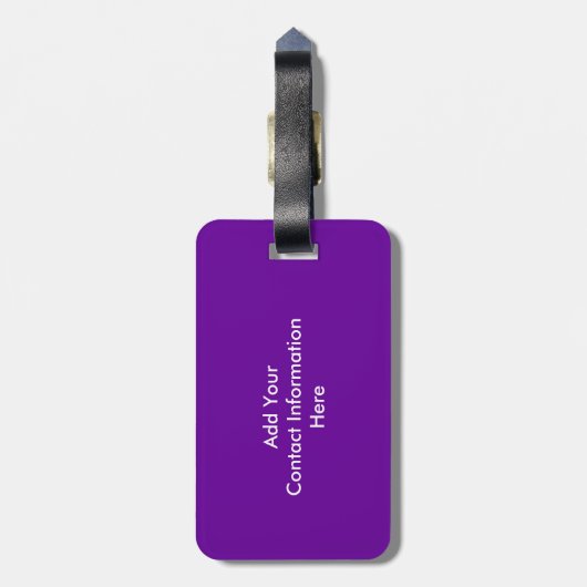 Paars en wit kalm houden en aantrekken bagagelabel (Achterkant verticaal)