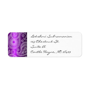 Paars en wit logo Paisley Return-label Etiket