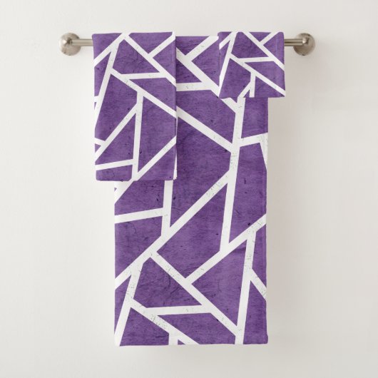 Paars en wit mozaïekpatroon bad handdoek (Insitu)
