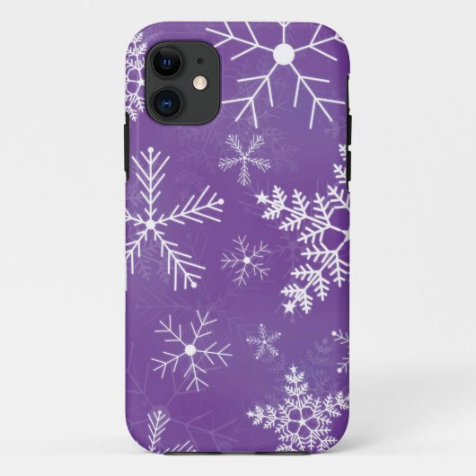 Paars en wit Snowflake-patroon Case-Mate iPhone Case (Achterkant)