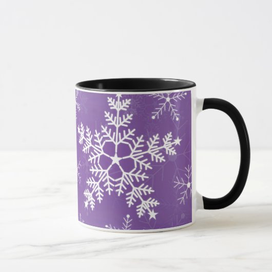 Paars en wit Snowflake-patroon Mok (Rechts)