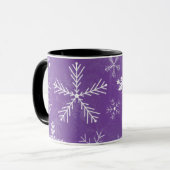 Paars en wit Snowflake-patroon Mok (Voorkant links)