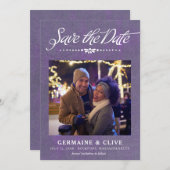 Paars en Wit sparen de Kaart van de Datum met Foto (Voorkant / Achterkant)