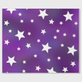 Paars en wit Star Patroon Cadeaupapier (Vlak)