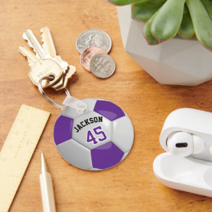 Paars en Wit Team Voetbal ⚽ Bal Sleutelhanger