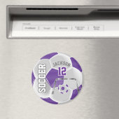 Paars en wit Voetbal personaliseren Magneet (Insitu (Vaatwasser))