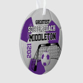 Paars en wit Voetbal personaliseren Ornament (voorkant)
