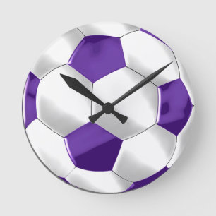 Paars en wit Voetbal Ronde Klok