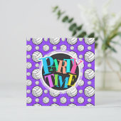 Paars en wit Volleybalpatroon Kaart (Staand voorkant)