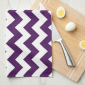 Paars en wit zigzag theedoek (Quarter Fold)