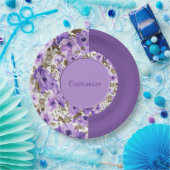  Paars en Witboek Borden 5 Papieren Bordje (Feest)