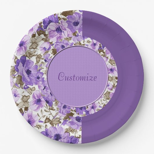  Paars en Witboek Borden 5 Papieren Bordje (Voorkant)