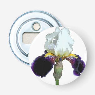 Paars en Witte Iris Flesopener Button Flesopener