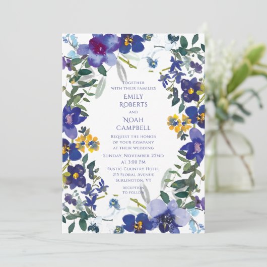 Paars en witte orchidee Waterverf Kaart (Staand voorkant)