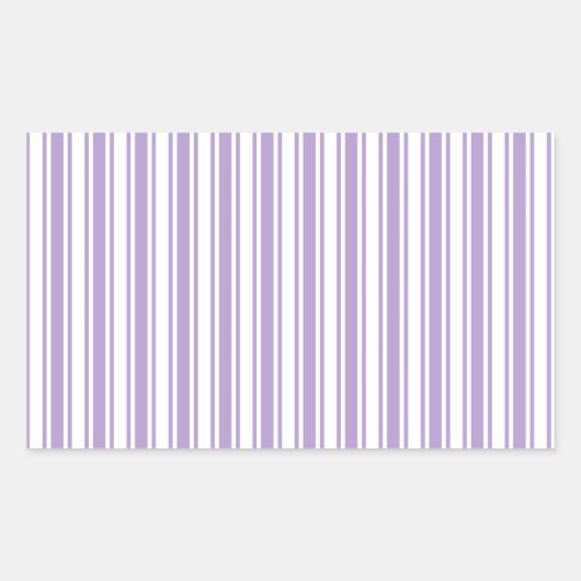 Paars en witte strepen van lavender rechthoekige sticker (Voorkant)