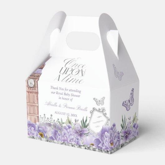 Paars en zilver, eenmaal op tijd prinses bedankdoosjes (Voorkant Zijde)