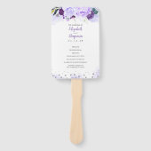 Paars en Zilver Elegant Bloemen Bruiloft Programma Handwaaier (Voorkant)