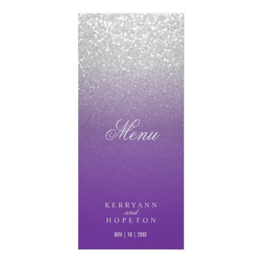 Paars en zilver Glitter - Menu (Voorkant)