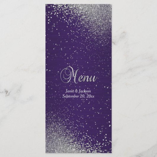 Paars en Zilver Nep Glitters Menu (Voorkant)