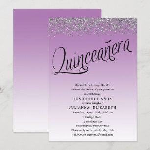 Paars en zilver Quinceanera 15e verjaardag Kaart
