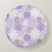Paars en zilver Snowflake gepersonaliseerd monogra Rond Kussen (Achterkant)