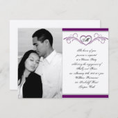 Paars en zilver Verloving van het Monogram van de Kaart (Voorkant / Achterkant)